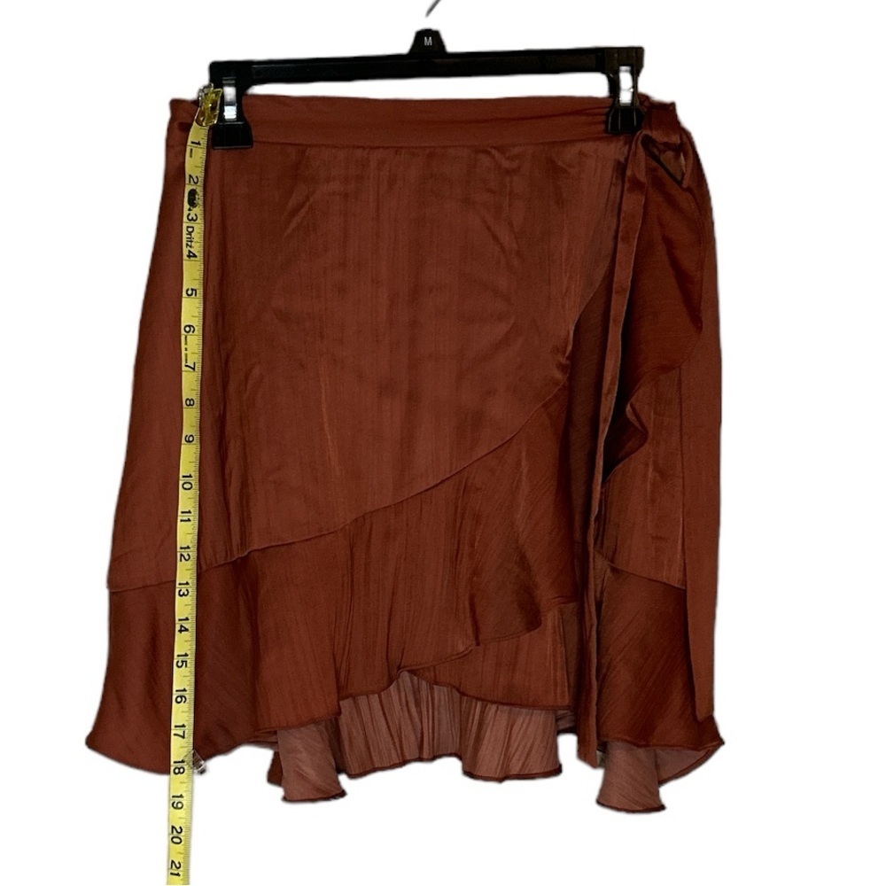 Maeve by Anthropologie NWT chocolate wrap skirt with tie and ruffle size S - Picture 5 of 10
